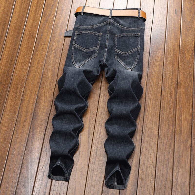 New Men jeans Fashion Trend Spliced Plaid Black Pants Slim Stretch Hip Hop Pants Spring Summer Brand Trousers