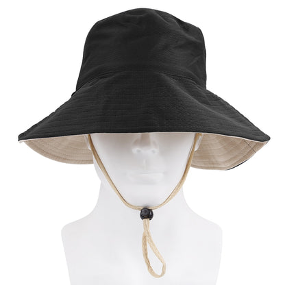 Spring Summer Fisherman Hat Drawstring Bucket Hats Outdoors Climb Travel Sunshade Cap Waterproof Foldable Portable Casual Caps
