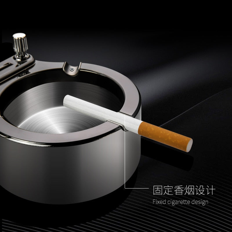 Detachable Rotatable Lid  Degree Free Rotation Stainles Steel Corrosion Resistance Portable Cigarette lighter ashtray integrated