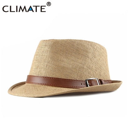 Vintage Summer Straw Hat Cool Men Straw Fedora Panama Hat Paper Retro Hats for Man Solid Fedoras Cap Fedora Men Hat Cap