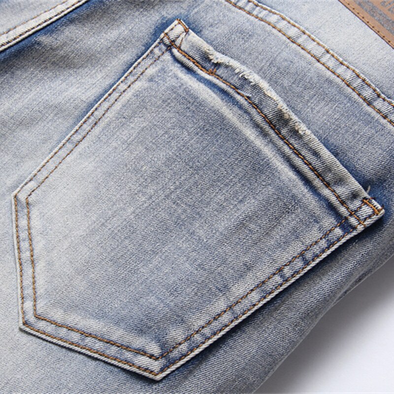New Jeans Fashion Stick Fabric Mid-Waist Slim Slacks Hip Hop Biker