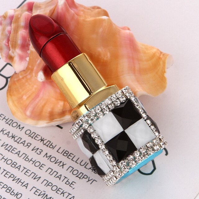 New Diamond Lipstick Lighter Butane Gas Inflatable Women's Pink Water Diamond Portable Lighter High end Creative Women's Gift