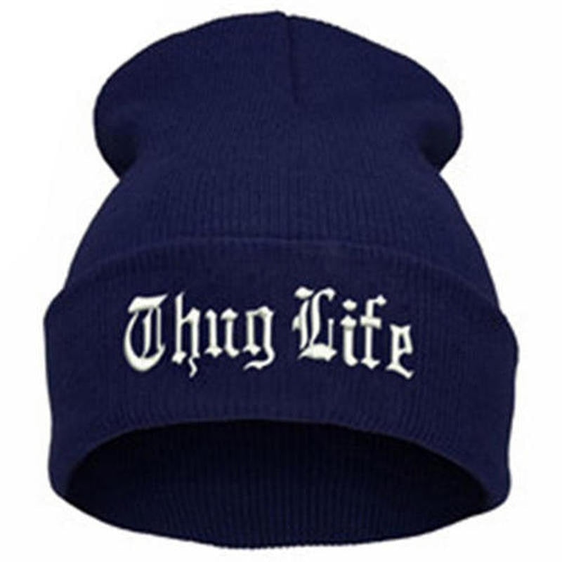 THUG LIFE Black Letter Beanie Unisex Fashion Beanies Knitted Caps For Women Skullies