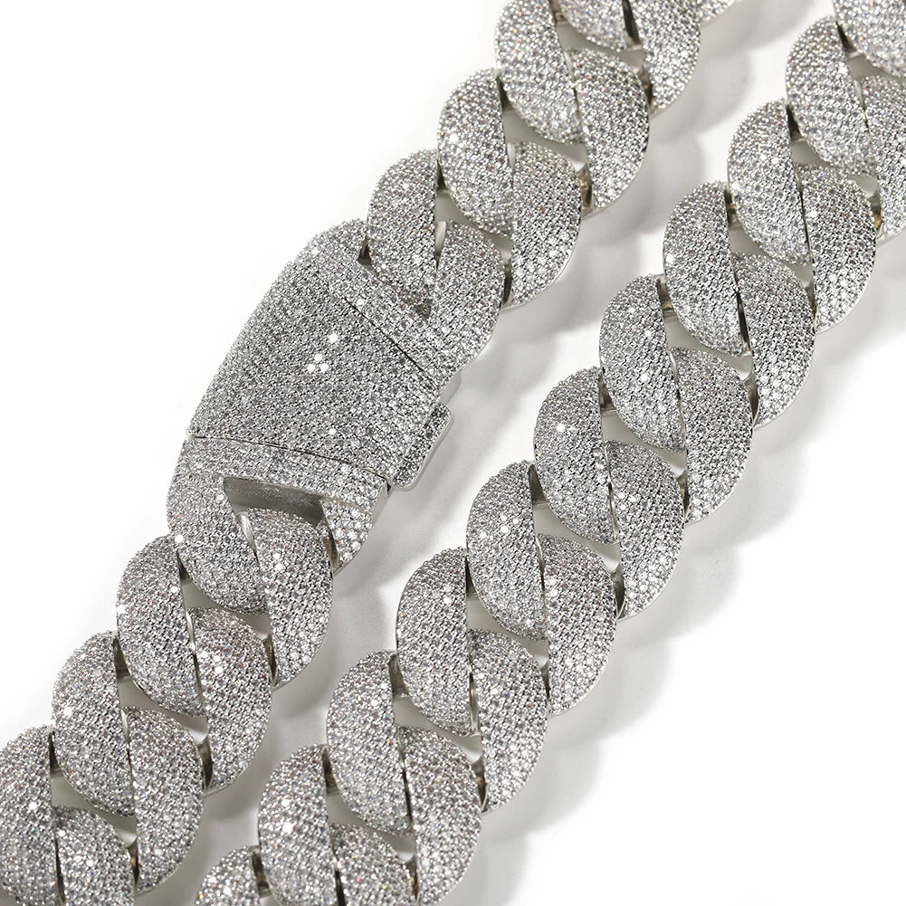 24mm Heavy Miami Cuban Link Chain Necklaces for Men Iced Out CZ Stones Bling Bracelets