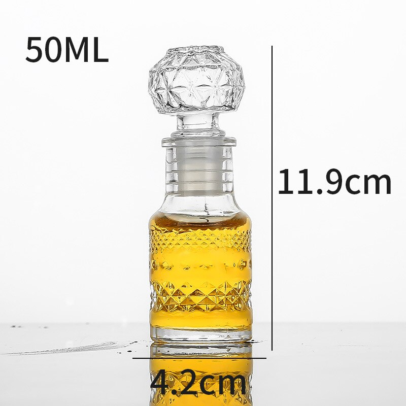 Cute small size 50ML lead-free glass whiskey decanter barware bottle for Liquor Scotch Bourbon