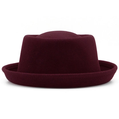 Wool 100% Felt Fedora Curved Brim Crushable Woolen Hats