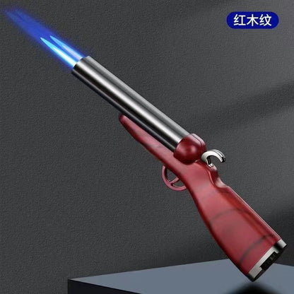 Creative Mini Gun Double Flame Lighter Windproof Double Jet Butane Gas Open Flame Lighter Smoking Accessories Men's Gift