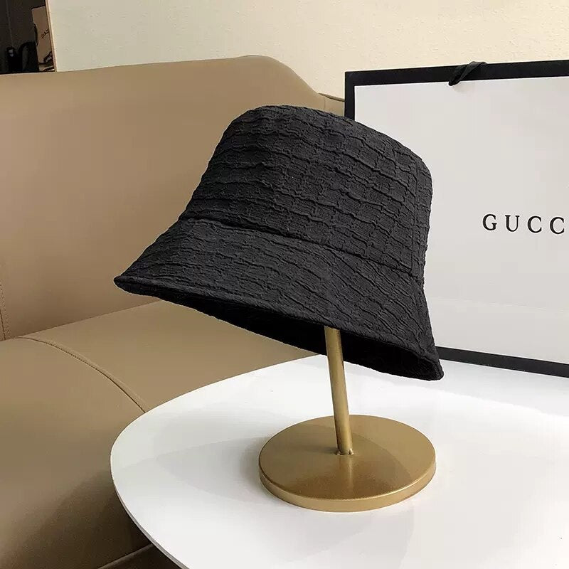 Summer Chiffon Mesh Fisherman Hat Thin Pleated Temperament Basin Hats Spring and Autumn Street Fashion All-match Sun Cap