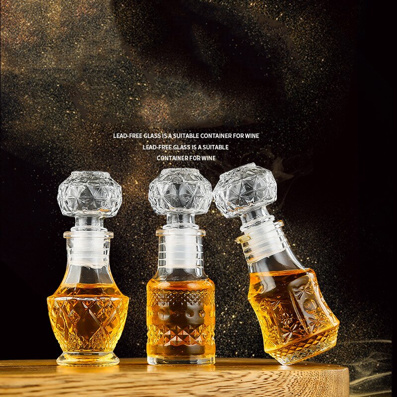 Cute small size 50ML lead-free glass whiskey decanter barware bottle for Liquor Scotch Bourbon