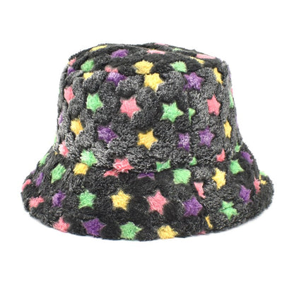 Bucket Hat Fashion Leopard Panama Warm Hats Vintage Faux Fur Fisherman Cap Hats