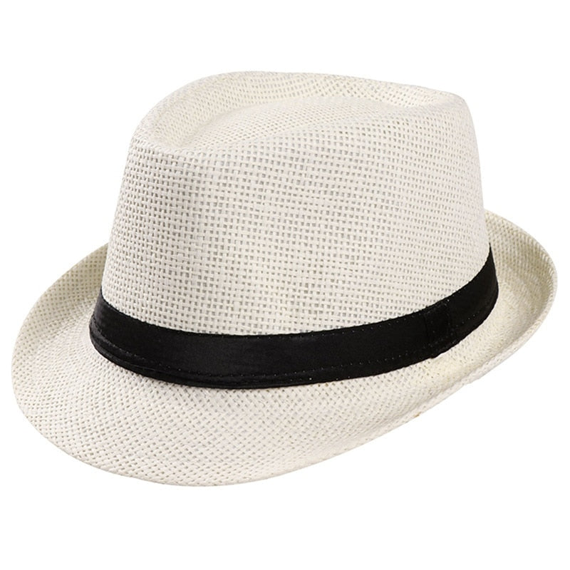 Gentleman Sun Hat Holiday Men Straw Hat Cowboy Summer Retro Panama Travel Journey Casual Caps Elegant Male Chapeau Wide Brim