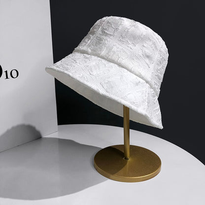 Summer Chiffon Mesh Fisherman Hat Thin Pleated Temperament Basin Hats Spring and Autumn Street Fashion All-match Sun Cap