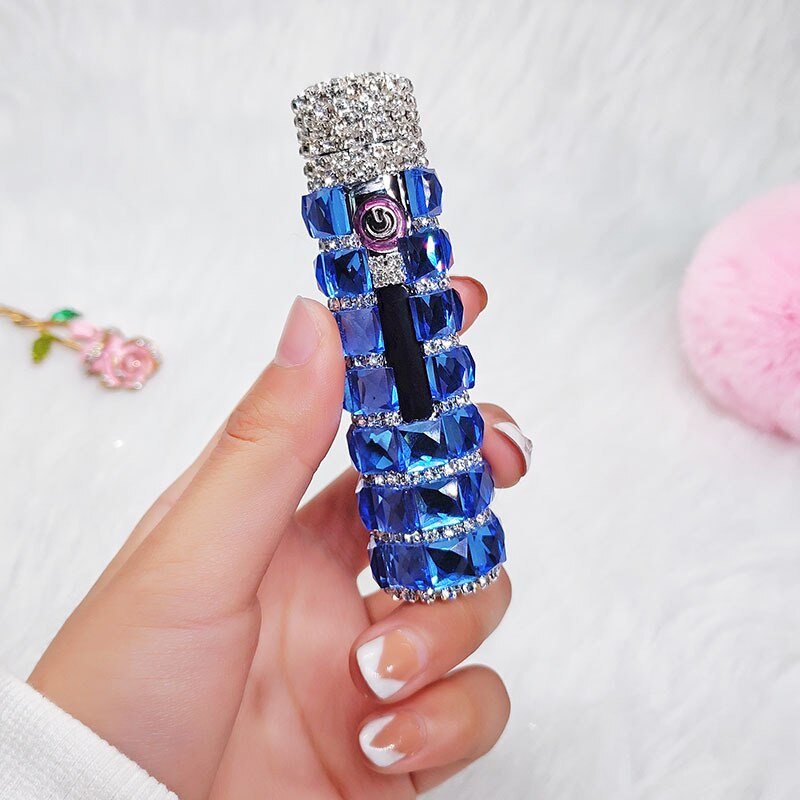 New Diamond Double Arc Lighter Personalized Creative Cylindrical Windproof Charging Lighter Cigarette Accessories Ladies Gifts