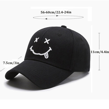 Smile Face Embroidery Baseball Caps Black Cotton Adjustable Snapback Funny Cap Autumn Sun Dad Hats for Mens