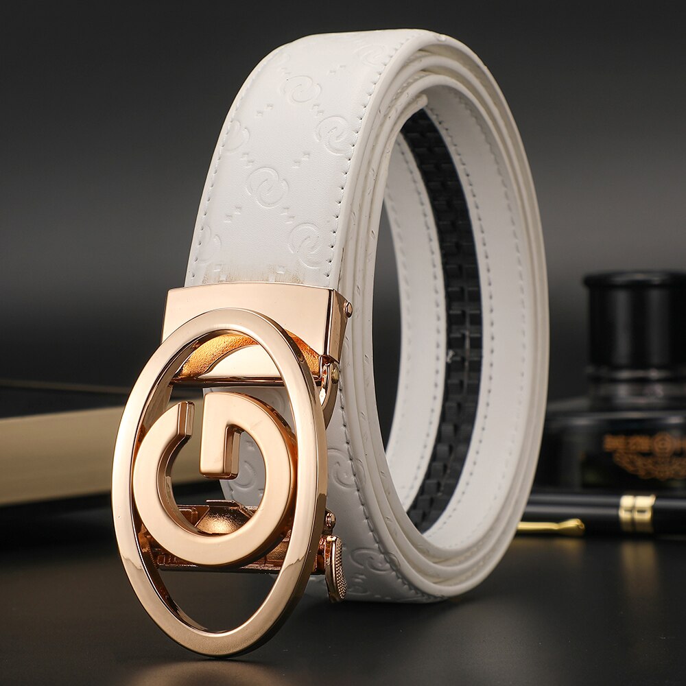 Men Top Quality Leather Belts Strap Metal Automatic Buckle Belt for Men Designer Luxury Women belt jeans