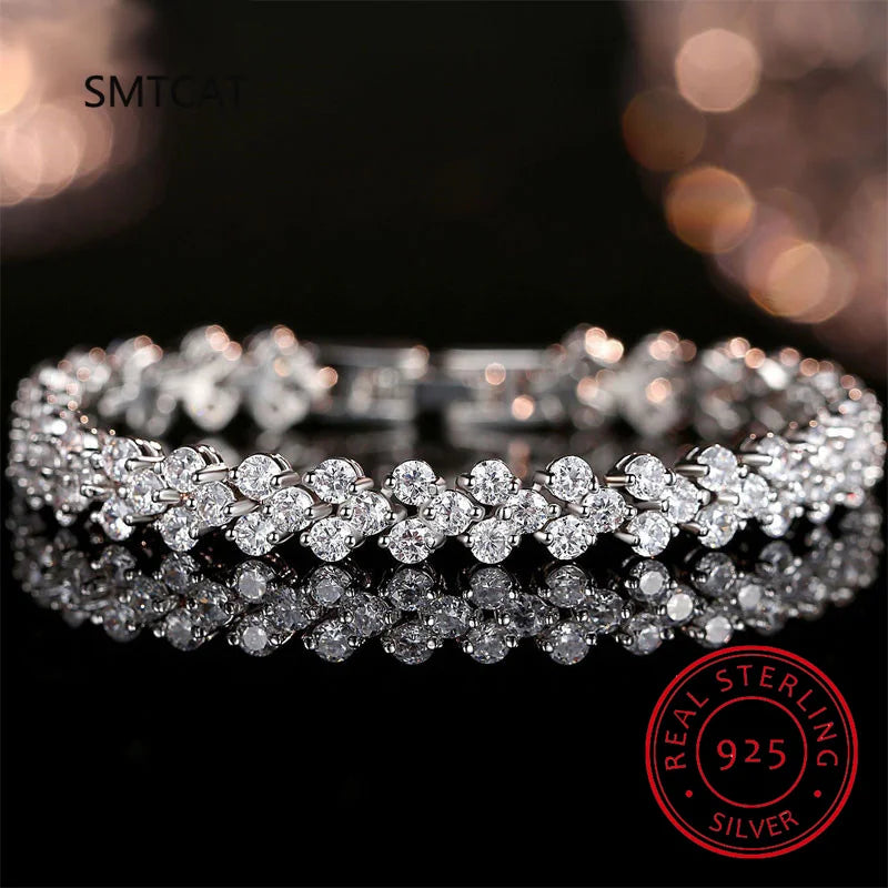 100% Solid Silver 925 Lab Diamonds Simulated Moissanite Bracelets