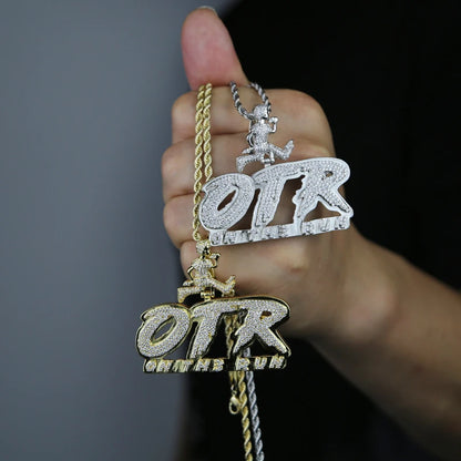 OTR Letters Pendant Necklace Iced Out Bling CZ Stones Fashion Jewelry