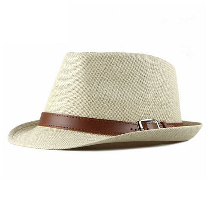 Vintage Summer Straw Hat Cool Men Straw Fedora Panama Hat Paper Retro Hats for Man Solid Fedoras Cap Fedora Men Hat Cap