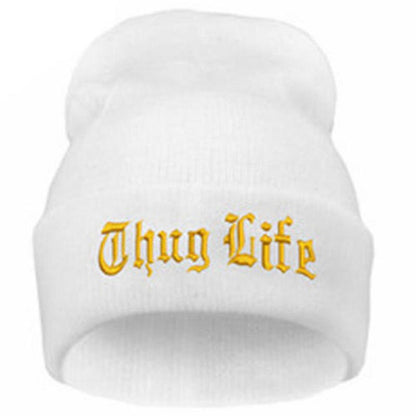 THUG LIFE Black Letter Beanie Unisex Fashion Beanies Knitted Caps For Women Skullies