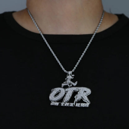 OTR Letters Pendant Necklace Iced Out Bling CZ Stones Fashion Jewelry