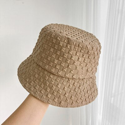 Summer Chiffon Mesh Fisherman Hat Thin Pleated Temperament Basin Hats Spring and Autumn Street Fashion All-match Sun Cap