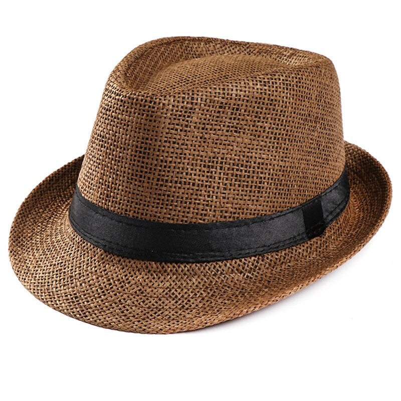 Gentleman Sun Hat Holiday Men Straw Hat Cowboy Summer Retro Panama Travel Journey Casual Caps Elegant Male Chapeau Wide Brim