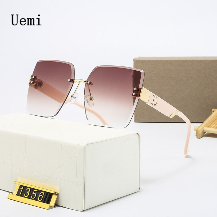 Fashion Luxury Brand Rimless Women Sunglasses For Men Vintage Designer Sun Glasses Square Red Shades UV400 Eyewear