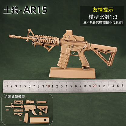 2023 1:3 Scale Glock G34 TTI Taran Tactical Alloy G17 AK47 Mini Pistol Keychain Toy Free Assembly Mini Gun Fidget Toy