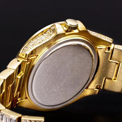 High End Luxury Watches For Men Fashion Hip Hop Diamond Quartz Watch Top Brand Iced Out Bling Crystal Waterproof Male Clock Gift