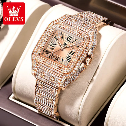 Watch for Women All Diamond Luxury Waterproof Stainless steel Rose Gold Elegant Original Women's Quartz Watch