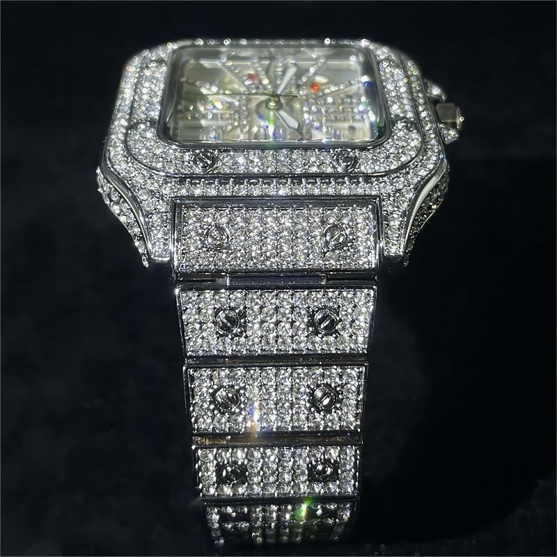 Iced Out Mens Watch Luxury Brand Waterproof Fashion Quartz Wristwatch Diamond Skeleton AAA Clocks