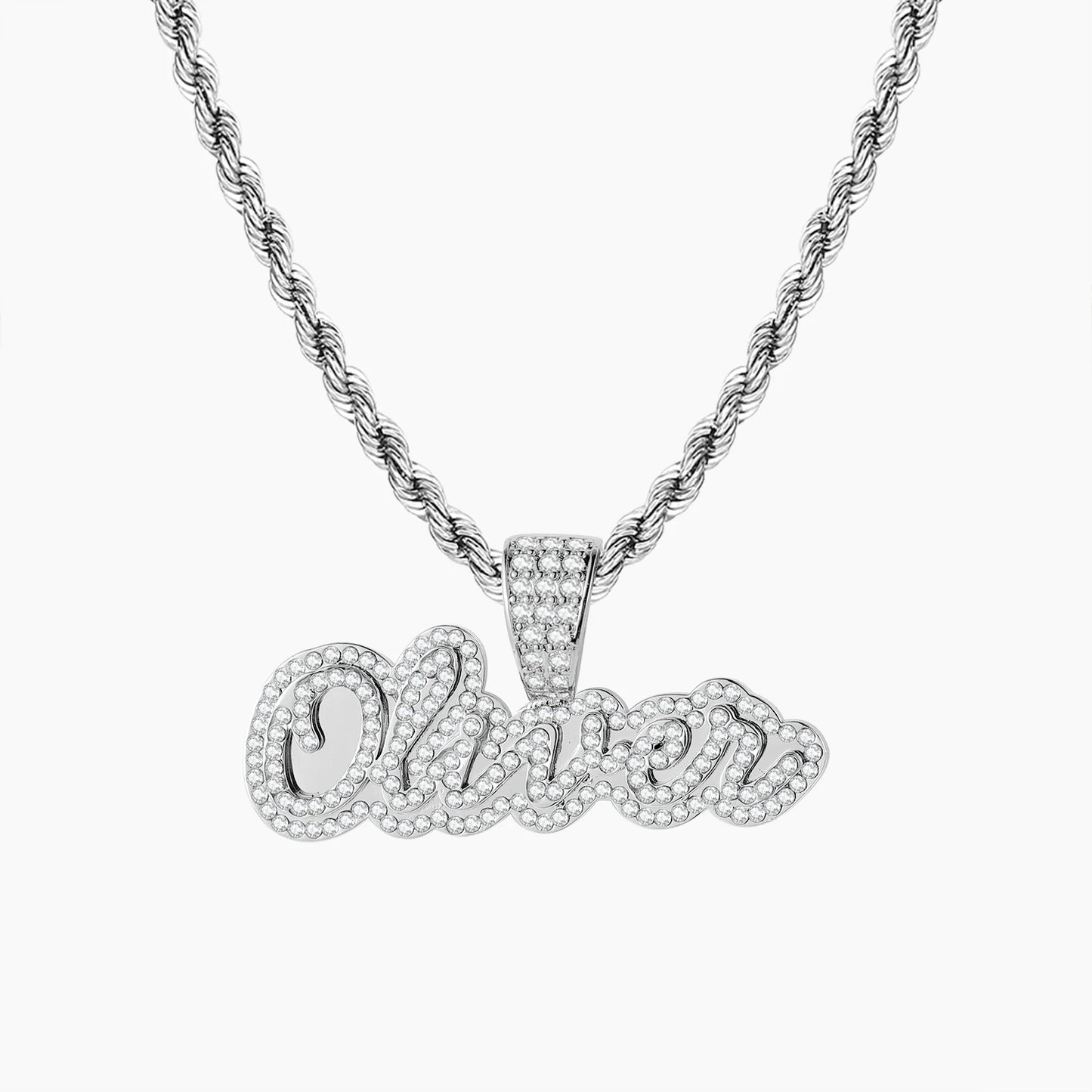 Custom Name Necklace Double Layer Personalized Diamond Letter Pendant