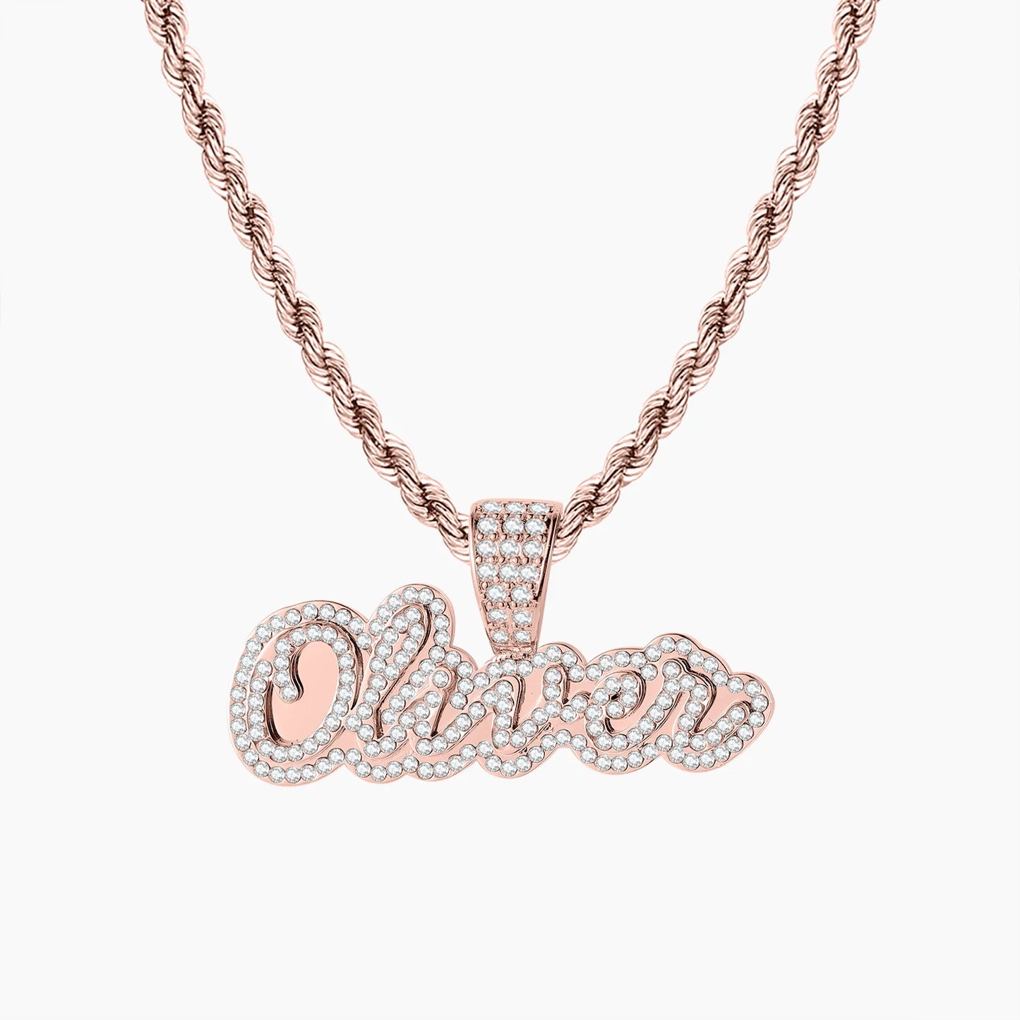 Custom Name Necklace Double Layer Personalized Diamond Letter Pendant