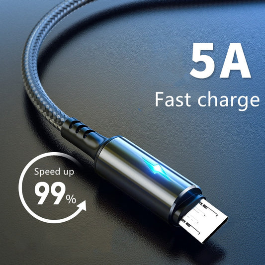Micro USB Cable 5A LED Fast Charging Micro Data Cord For Huawei Samsung Xiaomi Android Mobile Phone Accessories Charger Cables