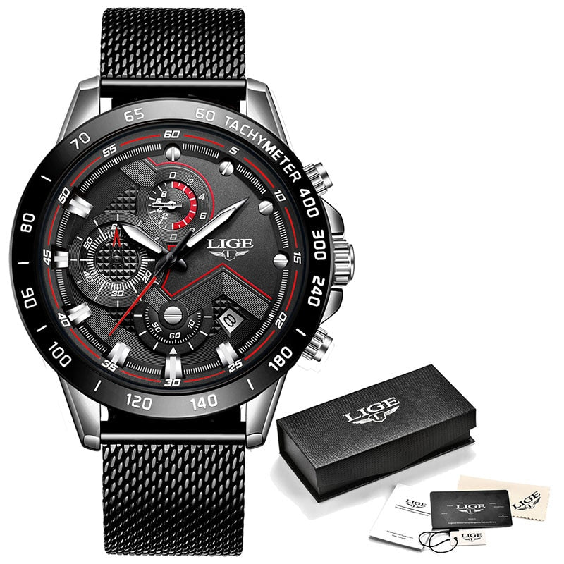 Men Fashion Blue Watch For Men Luxury Quartz Mens Watches Waterproof Sport Chronograph