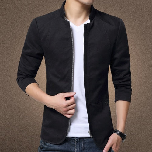 Mens Jacket Fashion Standing Collar Jacket Coats Men Slim Fit Business Casual Plus Size M-5XL Solid