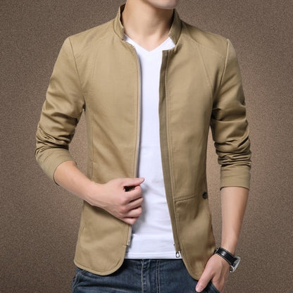 Mens Jacket Fashion Standing Collar Jacket Coats Men Slim Fit Business Casual Plus Size M-5XL Solid