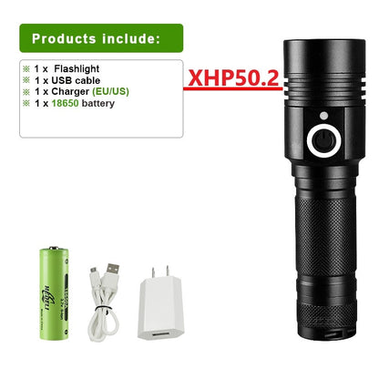 Super XHP120 Powerful Led Flashlight XHP90 High Power Torch light Rechargeable Tactical flashlight 18650