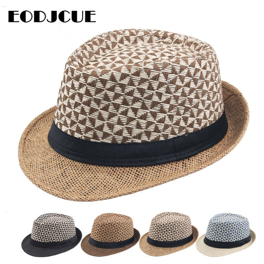 Summer Jazz Cap Beach Straw Caps Fedora Hats for Men Panama Sun Hat Men Women