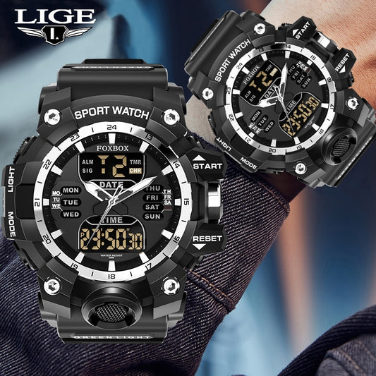 Men Military Watches 50M Waterproof Dual Display Quartz Watch Chronograph Sports Watches For Men
