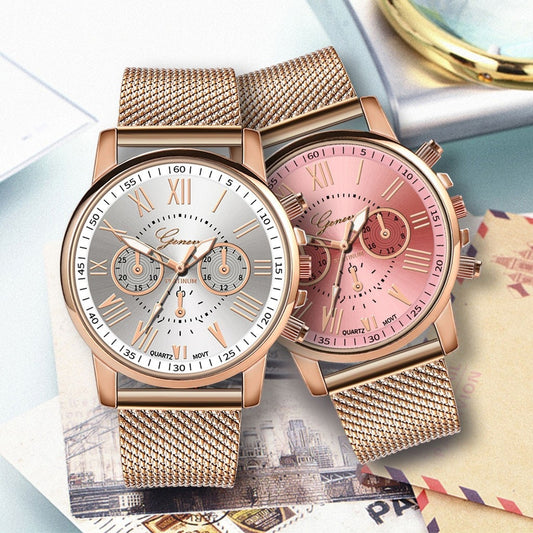 Watches Fashion Geneva Brand Roman Numeral Simple Clock
