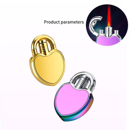 Portable Creative Fashion Metal Love Butane Gas Lighter Cool Red Flame - Gift Small and Cute
