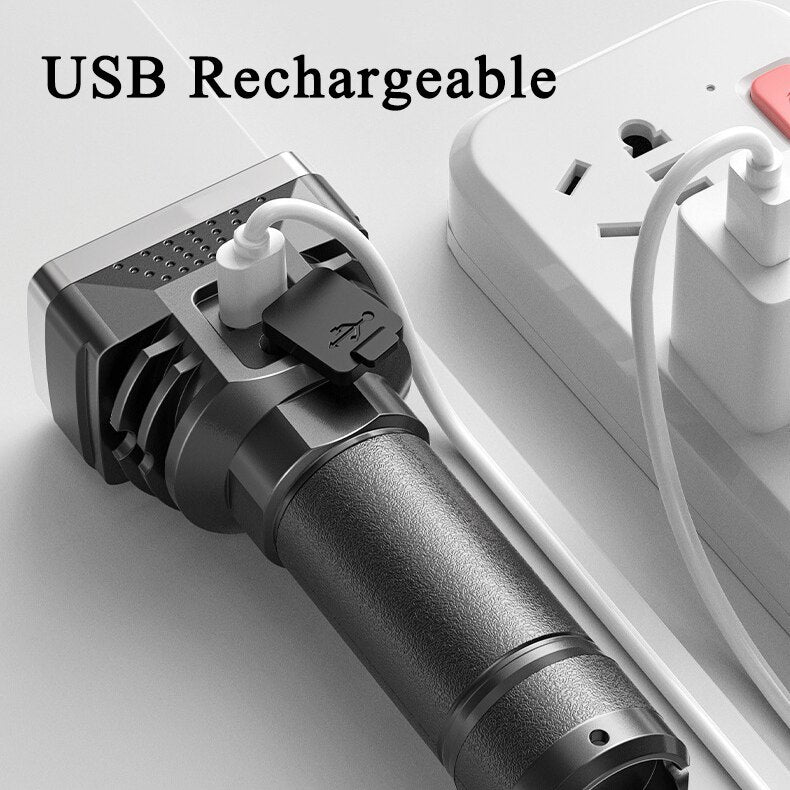 Powerful Flashlight 6LED High Power Torch Light USB Rechargeable Tactical Flashlight 18650 Battery