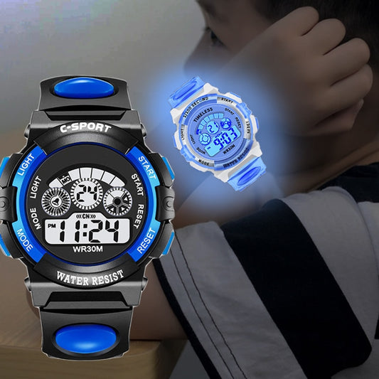 Children electronic watches color luminous dial life waterproof multi-function luminous alarm clocks watch for boys and girls