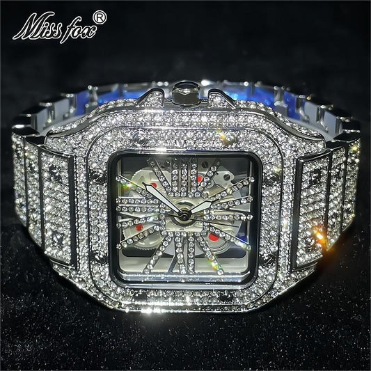 Iced Out Mens Watch Luxury Brand Waterproof Fashion Quartz Wristwatch Diamond Skeleton AAA Clocks
