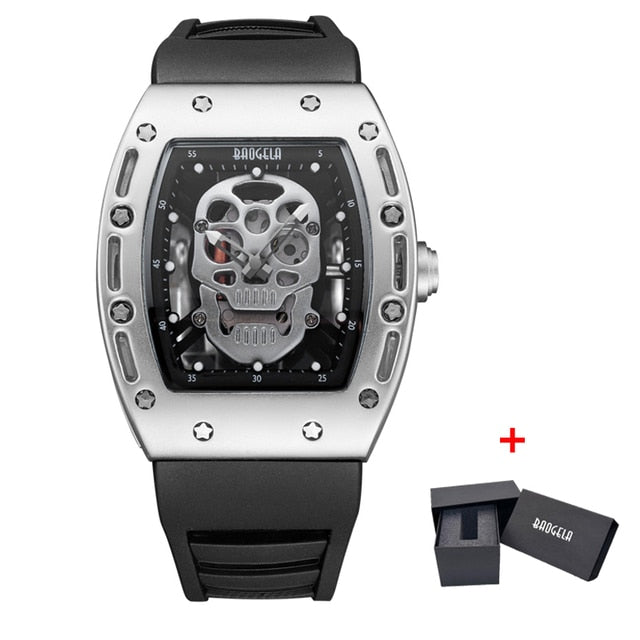 Pirate Skull Style Men Watch Military Waterproof Skeleton Wristwatch For Man Silicone Luminous Quartz Watch