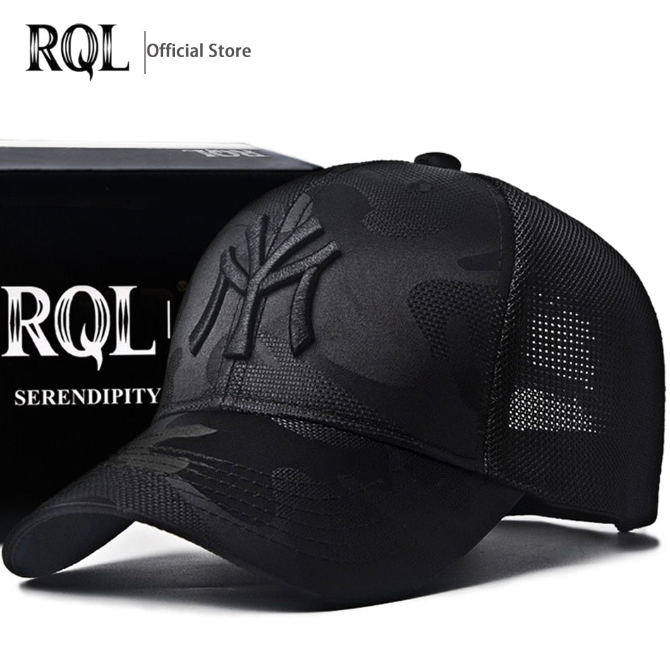 Black Baseball Cap Embroidery Totem Military Camouflage Trucker Hat New Luxury Summer Sun Male  Sport Mesh Brand