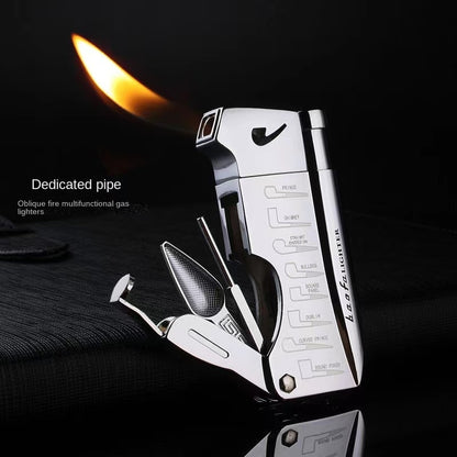 Multifunctional Pipe Lighter Butane Jet with Tube Gadget Rod Inflatable Torch Lighter Cigar Accessories Mens Gift