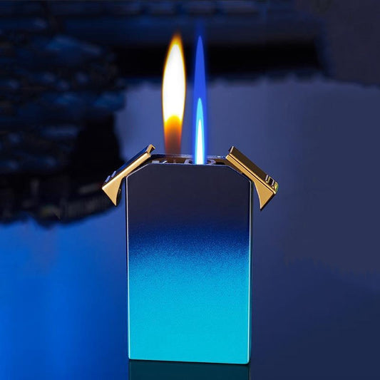 Torch Gas Lighters Smoking Accessories Metal Cool Butane Windproof Open Fire Blue Flame Cigar Cigarette Ignition Gadgets