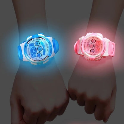 Children electronic watches color luminous dial life waterproof multi-function luminous alarm clocks watch for boys and girls